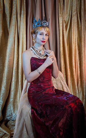 královna, koruna, monarcha, cosplay, trůn, žena, portrét, království, obraz, fantazie, šperky