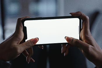 スマートフォンのモックアップ、 空白の画面、 水平方向、 クローズアップハンド、 スマートフォンのデザイン、 白い画面、 モックアップテンプレート、 電話ディスプレイ、 空白のスマートフォン、 横型電話、 空白のディスプレイ