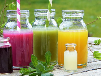 smoothies, šťáva, brýle, papírhalm, byliny, čerstvý, detox, dvojtečka, strava, napít se, koktejl