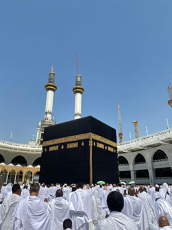 poutníků, modlí se, kaaba, Skvělá mešita Mekky, Rituály hadždž, bílé oděvy, mecca, Islámská pouť, náboženský ceremoniál, Islámská víra, svaté místo