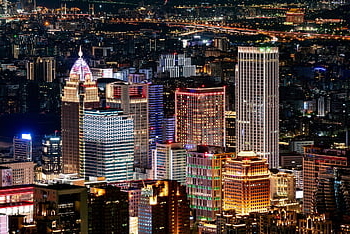 panoráma města, město, světla města, večer, noc, mrakodrap, městský, budov, metropole, taipei, tchaj-wan