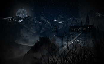 castle, enchanted Castle, halloween, night, dark