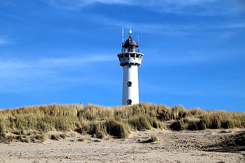 világítótorony, tájkép, természet, strand, Hollandia, Északi-tenger, észak-holland, tenger