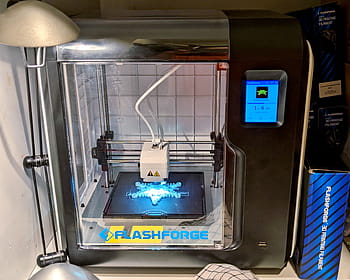 3D printing, Flashforge, 3D Printer, Adventurer 3, Christmas Tree Ornaments, blog, October 2002, printing filament, blue object, digital display, workspace