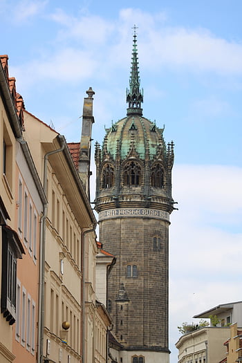 tower, castle Church, lutherstadt, wittenberg, church, theses, martin, luther, martin Luther, evangelical, christian