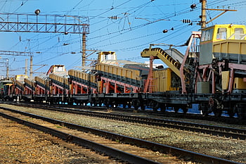 opravy, železniční trať, vlak, zařízení, konstrukce, jeřáb, motor, stacionární, velký, inženýrství, železniční vůz