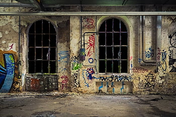 architektura, starý, okno, budova, opuštěný, umění, kámen, sál, továrna, zchátralý, ošuntělý