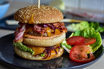 hamburger, cheeseburger, Fast Food, báječný, jídlo, oběd, večeře