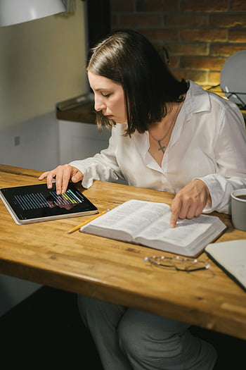 woman-tablet-computer-bible-study-wooden