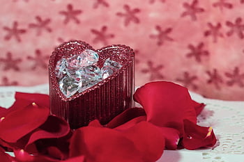 valentine, heart, gems, diamonds, romance, red, rose Petals, love, romantic, glitter, gift