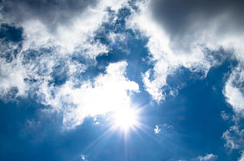 sunlight, white clouds, bright blue sky, fluffy clouds, vivid view, sun shining, sky, clouds, blue sky, sunny day, natural light