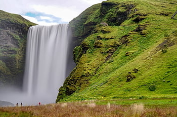 waterfall, mountain, nature, iceland, landscape, water, skogafoss, scenic, travel, water Masses