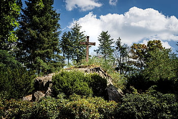 memorial Cross, high Cross, natural Monument, landscape, haibach, lower Franconia, bavaria, germany