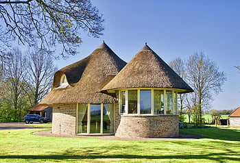 Dům, kštice, tradiční, statek, architektura, střecha, chalupa, rustikální, došková, modrý dům