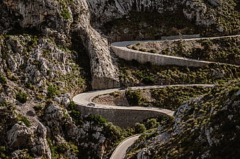 mallorca, klikatá cesta, hory, Příroda, krajina, silnice