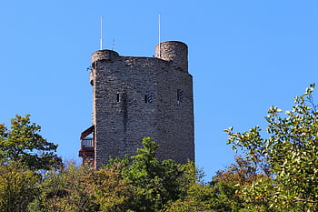 conservare, castello, Laurenburg, torre del castello, opere murarie, medievale, pietra, muri, protezione, Germania, Valle di Lahn