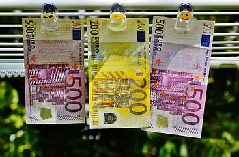 Euro currency notes, 200 Euro, 500 Euro, money laundering, finance concepts, savings, Euro notes, clipped line, financial symbols, European money, currency display