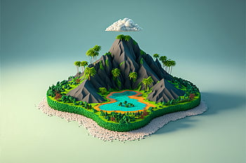isometric, island, landscape, nature, land, design, earth, ecology, mountain, rock, terrain