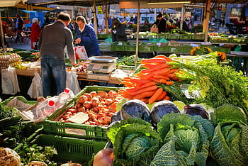 zelenina, trh, stání na trhu, trhu se zeleninou, místní zemědělci, jídlo, červené zelí, mrkve, zdravý, vitamíny, kapusta