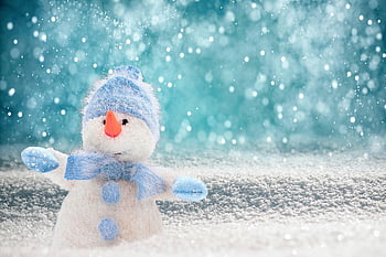 snowman, snow, nature, hat, scarf, snowflakes, cold, winter, christmas, advent, season