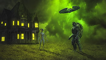 mimozemšťan, bitva, fantazie, UFO, kosmická loď, Dům, budova, akce, prát se, hra, ninja želva