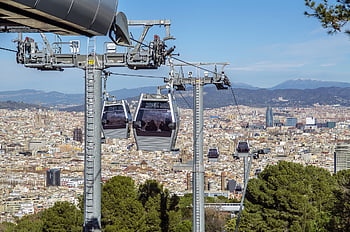 barcelona, transport, landscape, tourist, city, europe, cable Car, spain, cityscape