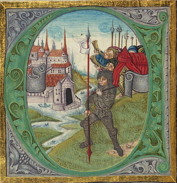 Iluminovaný rukopis, bible, joshua, stříbrné brnění, útok, jericho, Rukopis Walters, 16. století, gotický, Miniaturní malba, středověký