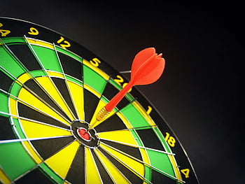 dart, bullseye, dartboard, red dart, brass dart, close-up, victory, bright dartboard, successful hit, target practice, game
