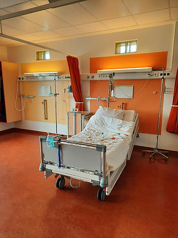 sykehus seng, Justerbar seng, medisinsk utstyr, sykehusrom, moderne sykehus, Medisinsk rom, sykehusinnredning, Medisinsk seng, sykehusmøbler, pasient seng