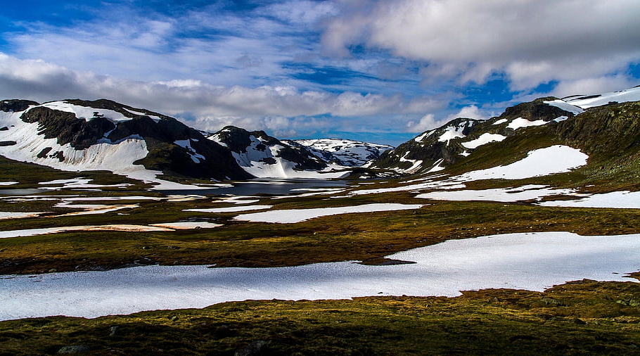 the Hardangervidda Mountain Plateau, summer, nature, august, landscape, snow, mountain, norway, scenic