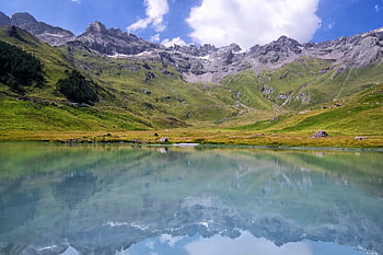 vysokohorský, hory, jehly, Příroda, scénář, Alpy, alpské jezero, Itálie, Valle d'aosta, odraz, voda
