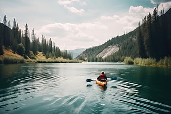 boat, mac Wallpaper, canoe, hd Wallpaper, kayak, Wallpaper 1920x1080, lake, sport, man, mountain, outdoors