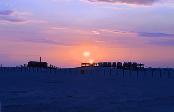 sunset, beach, coast, outdoors, blue Hour, evening Atmosphere, sandy Beach, north Sea Coast, st, peter-ording, vacations