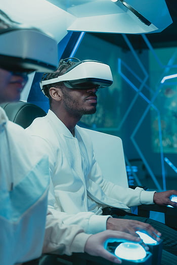 realidad virtual, Auriculares VR, Dos adultos, juego de azar, Metaverso, ambiente de alta tecnología, gafas de realidad virtual, experiencia inmersiva, tecnología futurista, juego interactivo, exploración virtual
