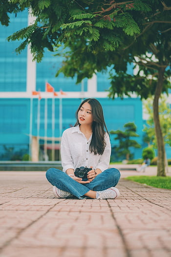 žena, Modelka, usměj se, Fotoaparát, krása, Vietnam, portrét, pocit, fotografování, bílý, dívka