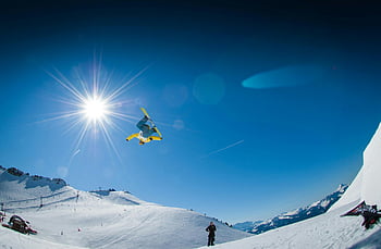 snowboarding, freestyle trick, sunny winter, Alps, snowboarder, stunts, winter sports, mountain, outdoor activity, extreme sports, snow-covered slopes