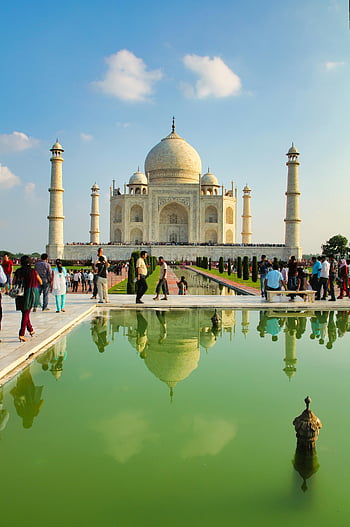 Taj Mahal, agra, Indien, Touristen, Reflexion, Schwimmbad, ikonisch, Reise, die Architektur, Wahrzeichen, Geschichte