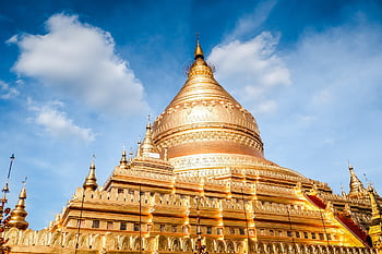 chrám, buddhistický chrám, architektura, zlatý chrám, shwezigon pagoda, Shwezigon Paya, buddhistická stúpa, nyaung-u, Myanmar, náboženské místo, mezník