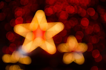 Orange Star Bokeh, rozmazané světla, Zlatá hvězda, Červená Hvězda, Slavnostní atmosféra, svátek světel, bokeh efekt, Světla ve tvaru hvězdy, Slavnostní bokeh, Holiday Bokeh, Hvězda Bokeh