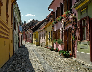 sighisoara, barevné budovy, budova, barvitý, architektura, středověký, středověkých budov, Transylvánii, historický, cestovní ruch, Rumunsko
