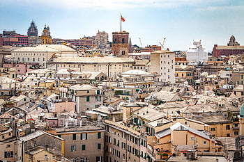 Genua, Italien, Tourismus, Stadt, Ligurien, Reise, die Architektur, Urlaub, Kirche, Turm, Dächer