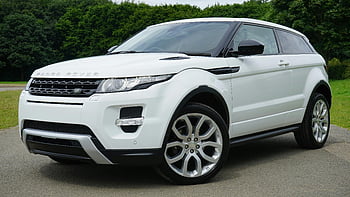 bílý rozsah rover, Luxusní SUV, venkovní nastavení, zelené pozadí, zaparkované auto, Stylový design, bílé auto, Range Rover Evoque, silniční vozidlo, moderní vozidlo, špičkové auto
