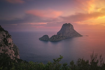 západ slunce, moře, ostrov, Ibiza, Španělsko, Příroda, letní, baleárské ostrovy, krajina
