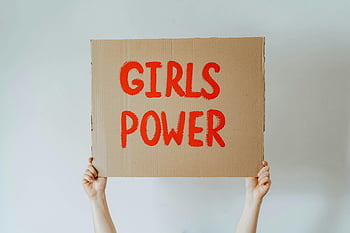 meisjes macht, feminisme, kartonnen bord, handen vasthouden, protest teken, empowerment ', geslachtsgelijkheid, activisme, vrouwelijke empowerment, Sociale beweging, vrouwenrechten
