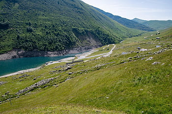 lac de grand maison, nádrž, hora, krajina, horské krajiny, horské jezero, francouzské Alpy, Příroda, pozadí krajiny, krajina tapety, scenérie
