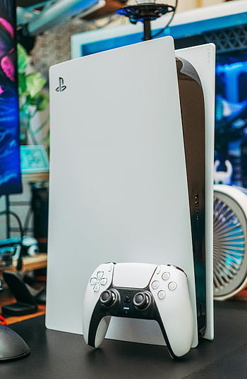 Playstation 5, vezérlő, Beltéri játék beállítása, közeli felvétel, Játék Konzol, játékfelszerelés, szerencsejáték -kiegészítők, játékterem, szerencsejáték, szerencsejáték -technológia, szerencsejáték hardver