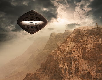 digital Graphic, spaceship, science Fiction, alien, robot, composition, mountains, sunshine, planets, nature, other Worlds
