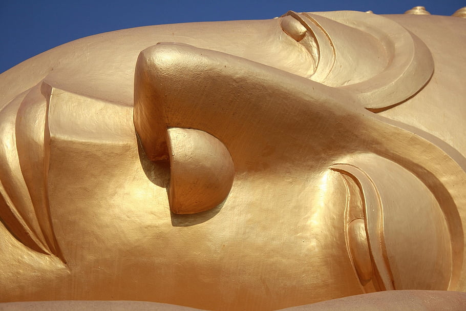 άγαλμα, γλυπτική, buddah, χρυσός, πρόσωπο, φιγούρα