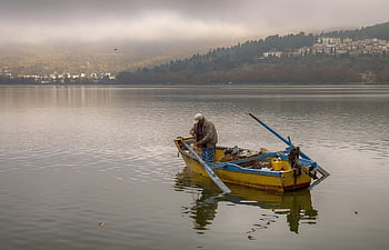 boat, nature, fisher, fishing, lake, fisherman, vintage, nautical, transport, mood, brown Fish