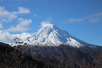 volcano, mountain, snow, kamchatka Peninsula, russia, nature, landscape
